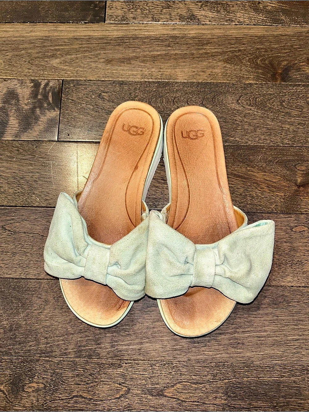 UGG Joan Platform Slide Mules Green & White TreadLite US 6